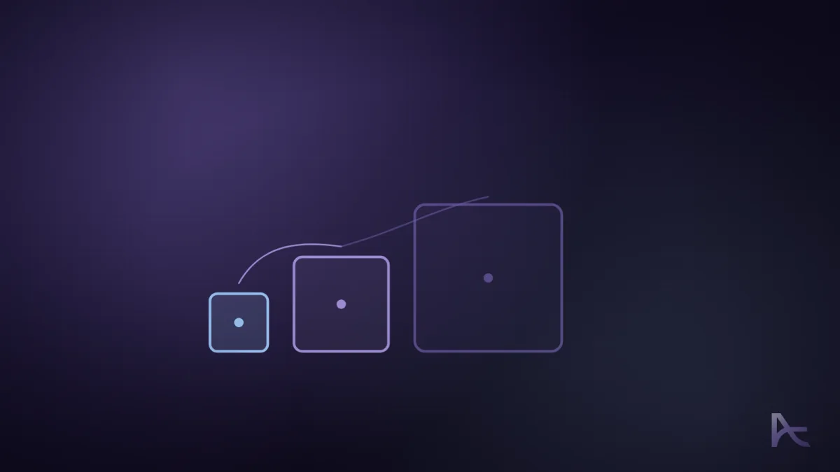 Three squares growing step by step from small to large.
