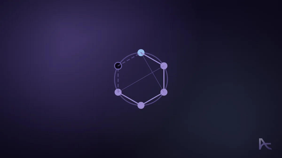 A ring of connected nodes that stays joined when one goes hollow.